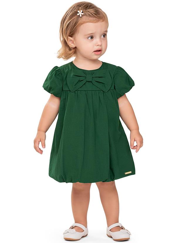 Vestido Bebê Menina Balonê Laço Verde