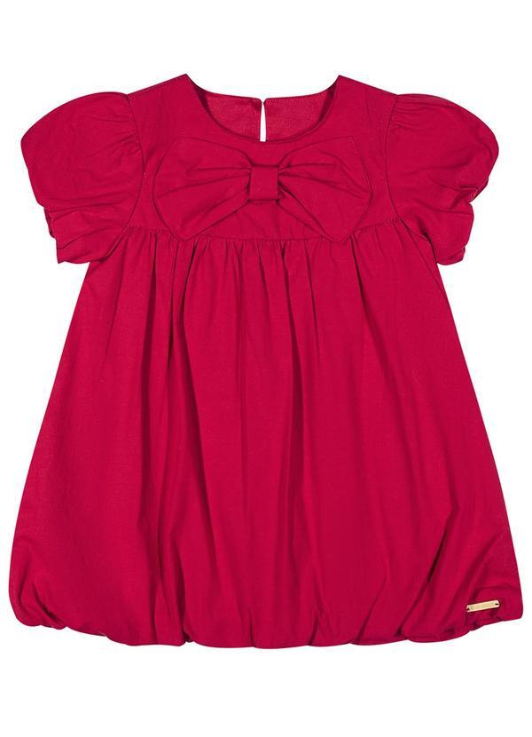 Vestido Bebê Menina Balonê Laço Vermelho