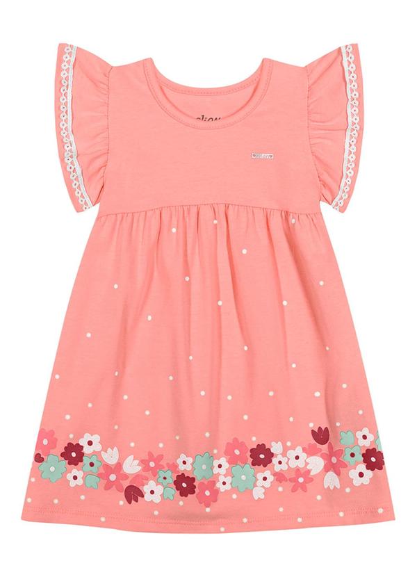 Vestido Bebê Menina Barra Floral Rosa