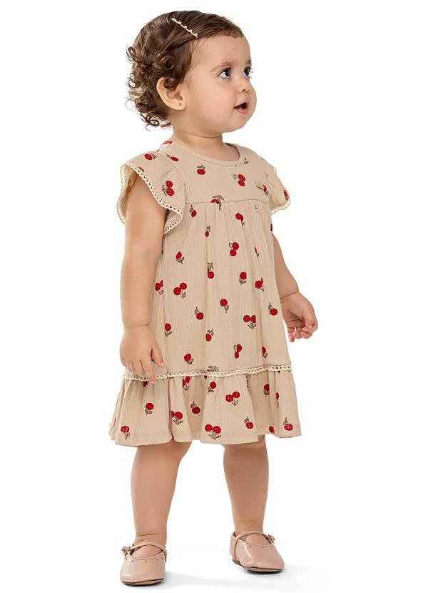 Vestido Bebê Menina Cerejinhas Marrom