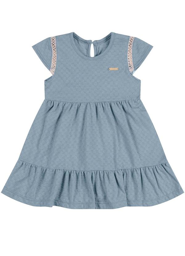 Vestido Bebê Menina com Textura Azul
