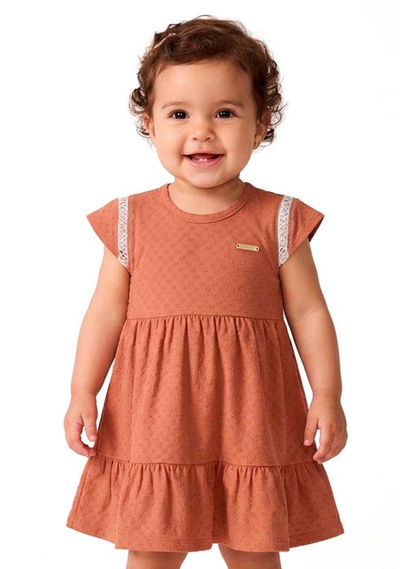 Vestido Bebê Menina com Textura Marrom