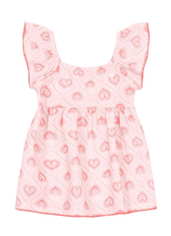 Vestido Bebê Menina de Corações Rosa