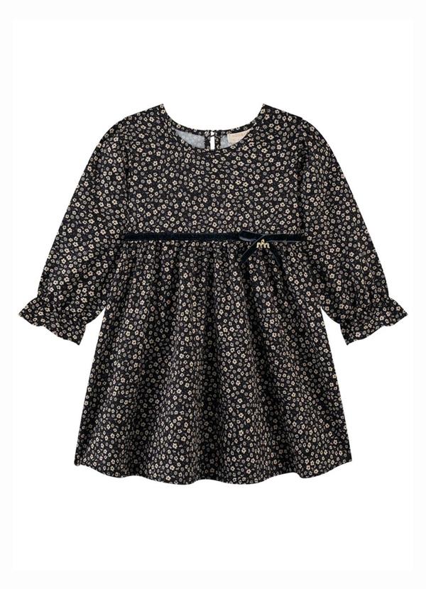 Vestido Bebê Menina em Tecido Rajado Preto