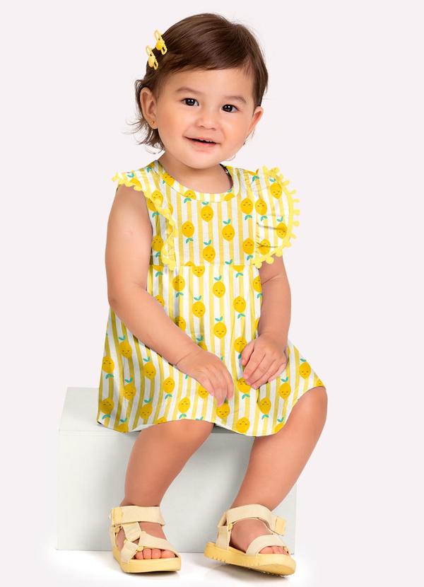 Vestido Bebê Menina Frutas Amarelo