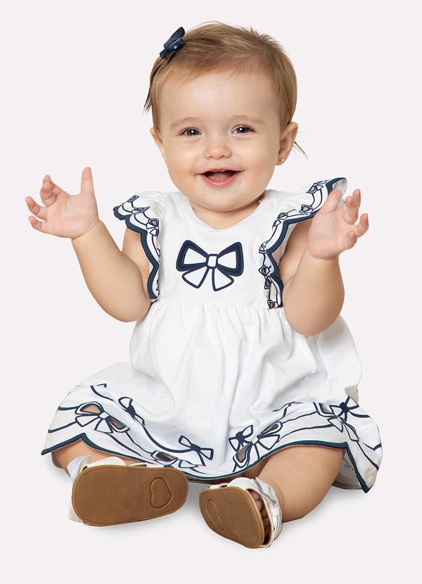 Vestido Bebê Menina Laço Branco