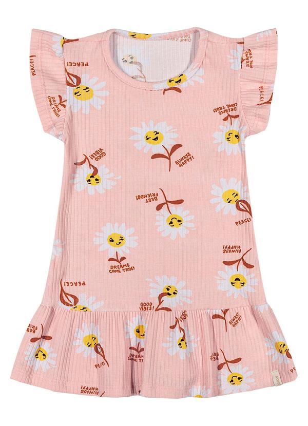 Vista 2 Vestido Bebê Menina Margaridas Rosa Elian Elian