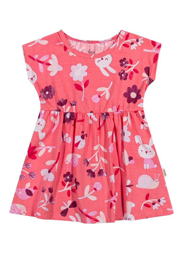 Vestido Bebê Menina Meia Malha Bichinhos Rosa