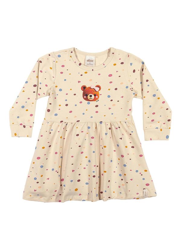 Vestido Bebê Menina Poás com Ursinha Bege