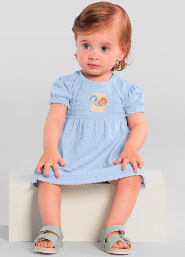 Vestido Bebê Menina Quadriculado Azul