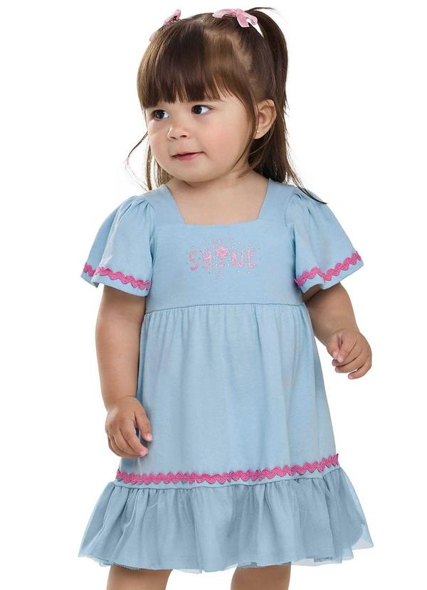 Vestido Bebê Menina Shine com Tule Azul