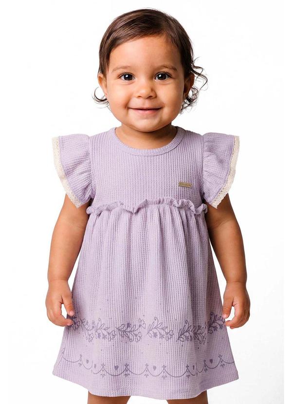 Vestido Bebê Menina Texturizado Floral Roxo