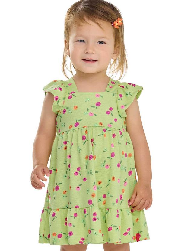 Vestido Bebê Menina Texturizado Frutas Verde