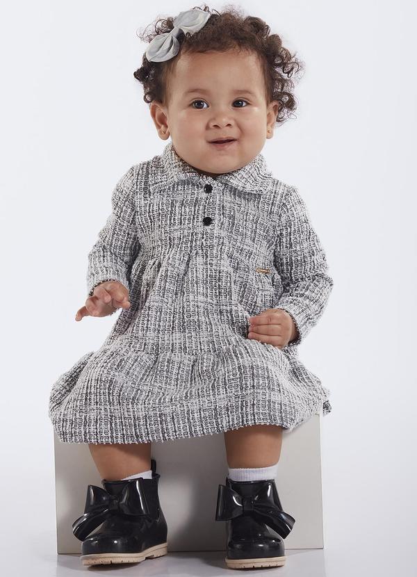 Vestido Bebe Menina Tweed Preto