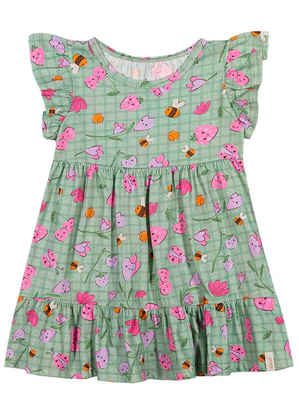 Vestido Bebê Menina Xadrez Lúdico Verde