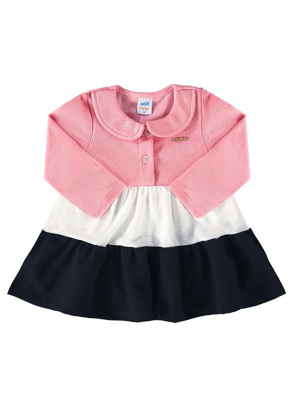 Vestido Bebê Tricot Felpado Marias Baby Rosa