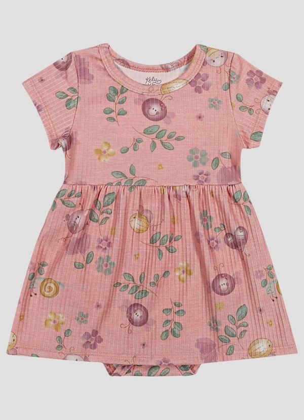 Vestido Body Canelado Estampa Digital Rosa