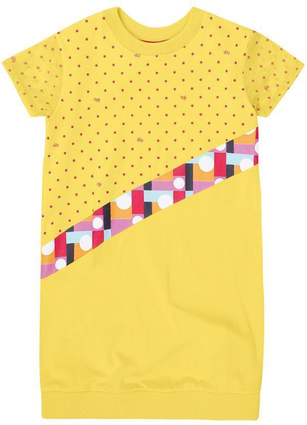 Vista 2 Vestido Bolinhas Manga Curta Infantil Amarelo Lilica Ripilica Lilica Ripilica