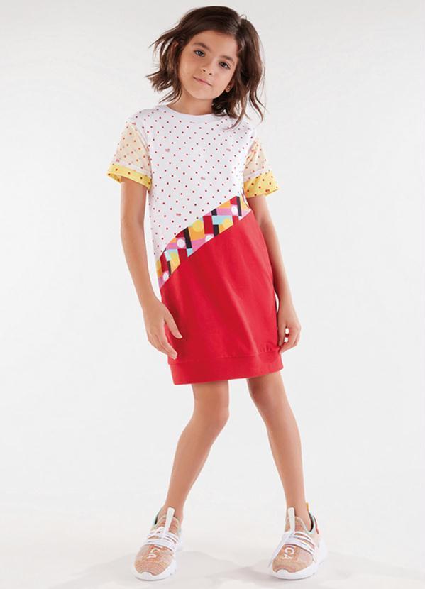 Vista 2 Vestido Bolinhas Manga Curta Infantil Vermelho Lilica Ripilica Lilica Ripilica