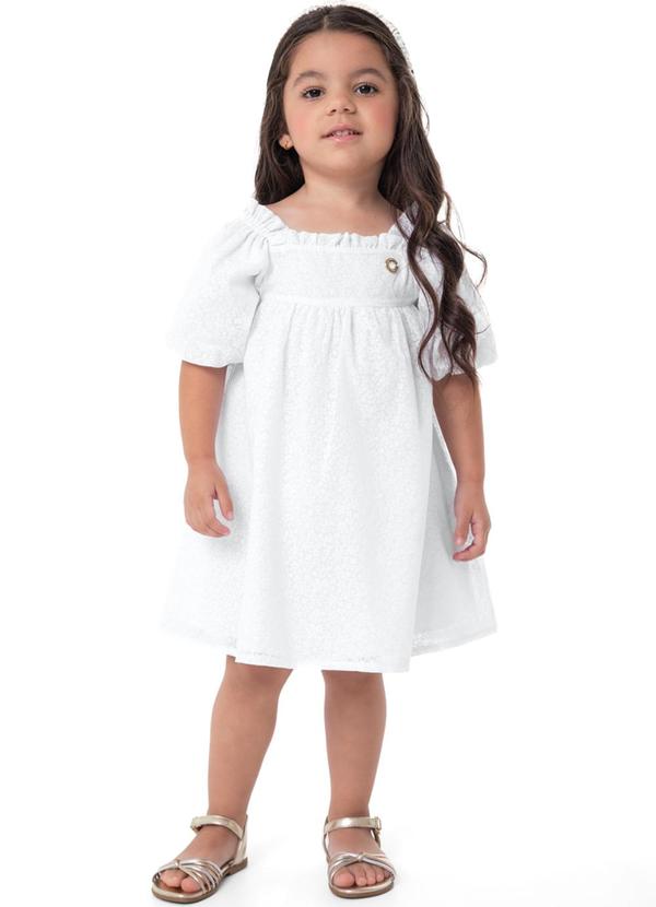 Vestido Branco Godê em Devorê Menina