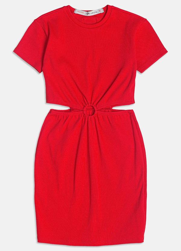 Vestido Canelado com Argola Vermelho