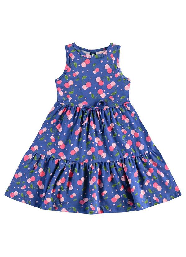 Vestido Cerejinhas Infantil Azul