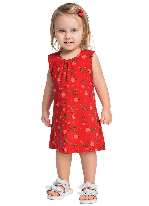 Vista 2 Vestido Cerejinhas Infantil Vermelho Bee Loop Bee Loop