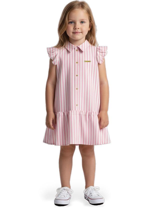 Vestido Chemise Listrado Rosa