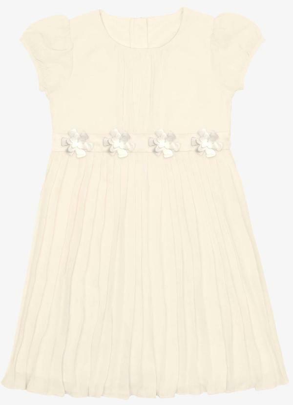 Vestido Chiffon Plissado Bege