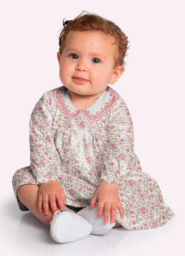 Vista 2 Vestido com Calcinha Bebê Flores Off White Milon Milon