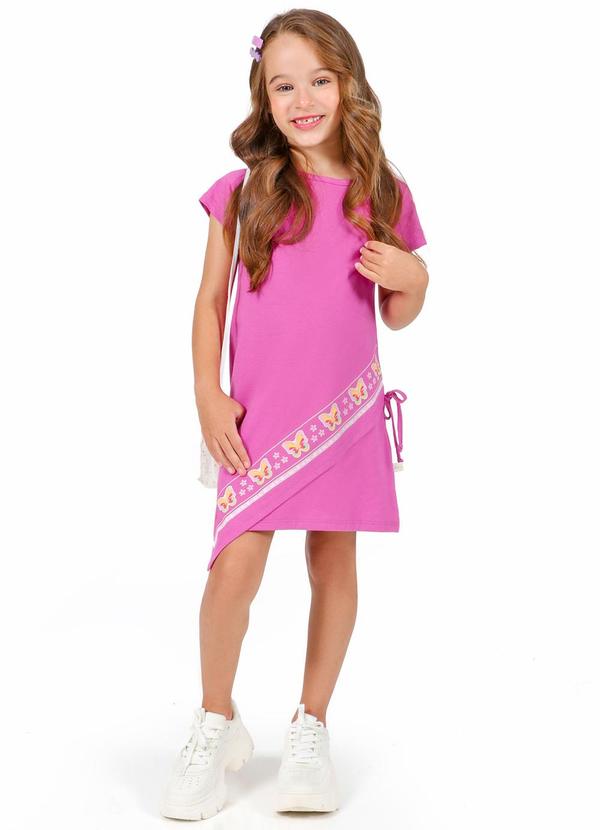 Vista 2 Vestido com Detalhe Frente Rosa Tink Bink Tink Bink