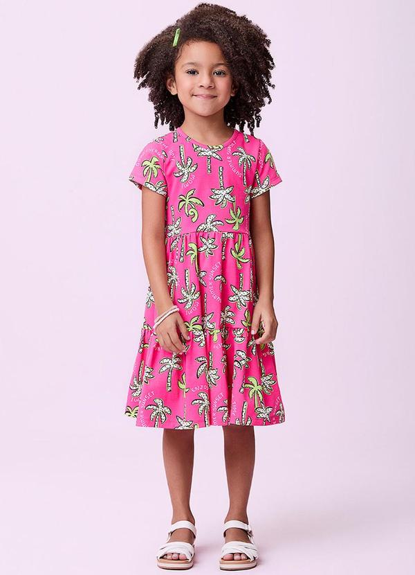 Vista 2 Vestido com Estampa de Coqueiros Rosa Momi Momi