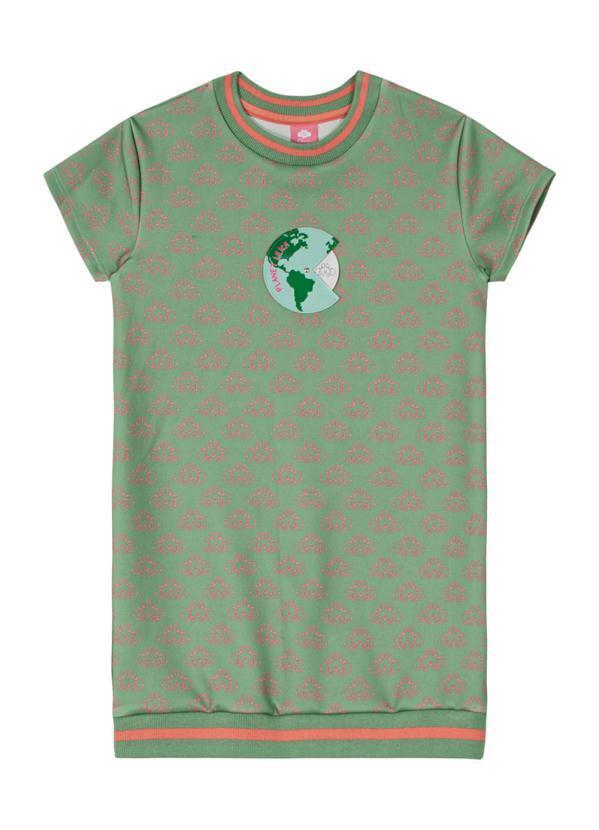 Vestido com Estampa Interativa Malha Verde
