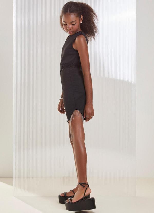 Vestido com Franja Preto