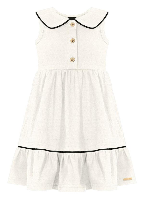 Vestido com Gola em Malha de Algodão Branco