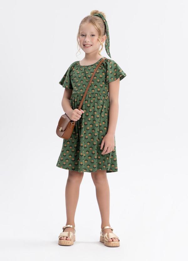 Vestido com Mangas Curtas Responsável Verde