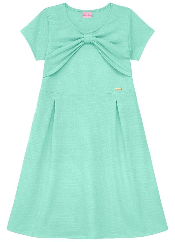 Vestido com Pregas, Laço e Plaquinha Verde