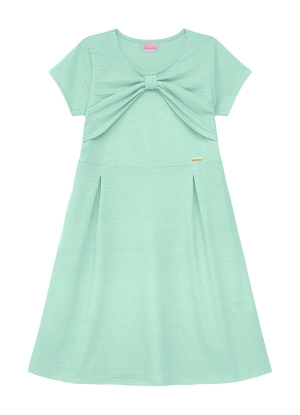 Vestido com Pregas, Laço e Plaquinha Verde