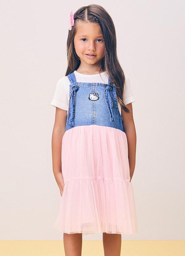 Vestido com Saia em Tule da Hello Kitty