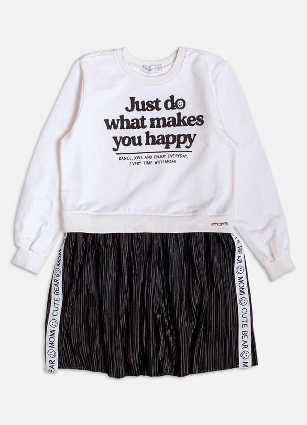Vestido com Saia Plissada Branco