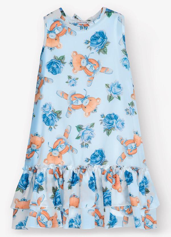 Vestido com Sobreposicao Azul
