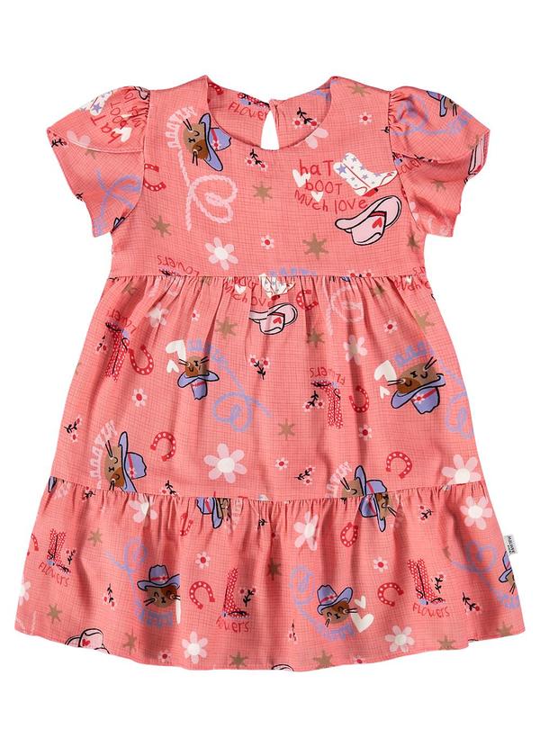 Vestido Coral Evasê Country Menina
