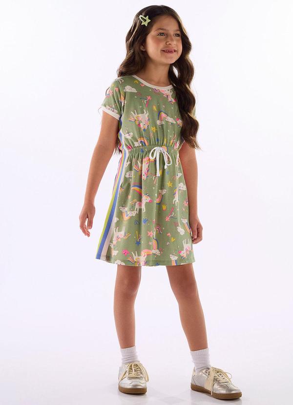 Vestido Cotton Estampa Fantasia Verde