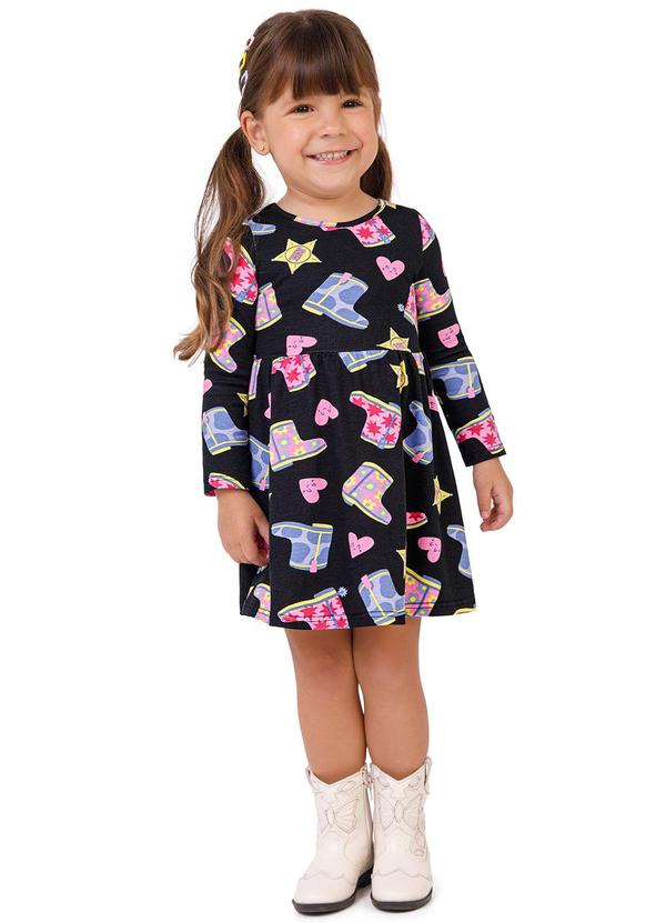 Vista 2 Vestido Country Godê Menina Preto Malwee Kids Malwee Kids