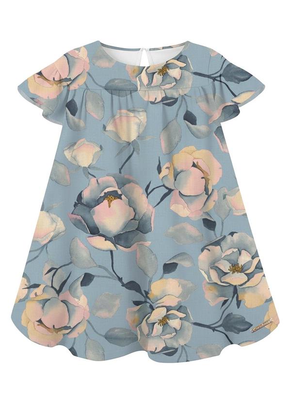 Vestido Curto Amplo Floral Azul