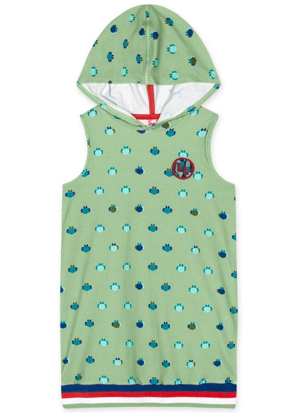 Vestido Curto com Capuz Infantil Menina Verde