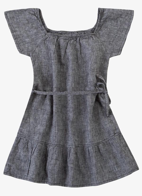 Vestido Curto com Cinto de Algodão Preto