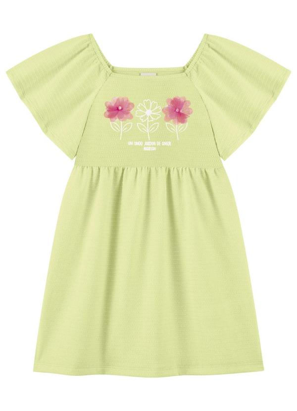 Vestido Curto com Flor de Organza Verde