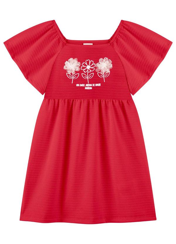 Vestido Curto com Flor de Organza Vermelho