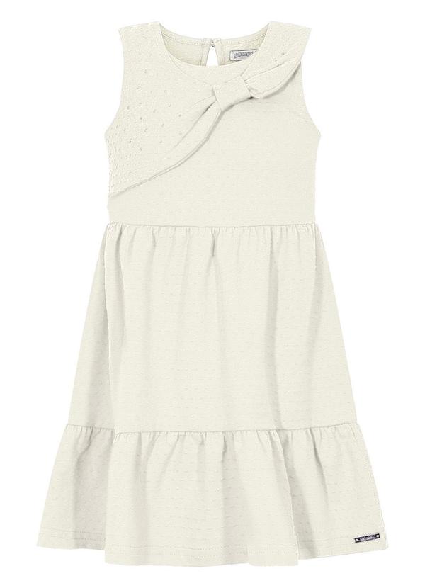 Vestido Curto com Strass de Algodão Branco